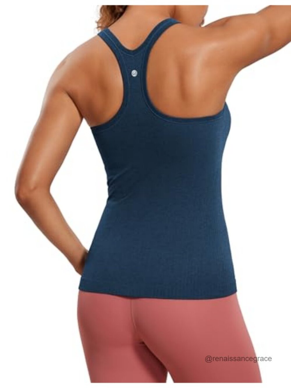 Seamless Rib Scoop Neck Tank Top with Built-In Shelf Bra